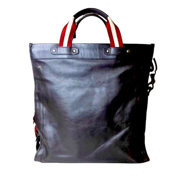 BALLY Brown Leather Trainspotting Work Bag Red Stripe Adjustable Shoulder Strap - Picture 2 of 16